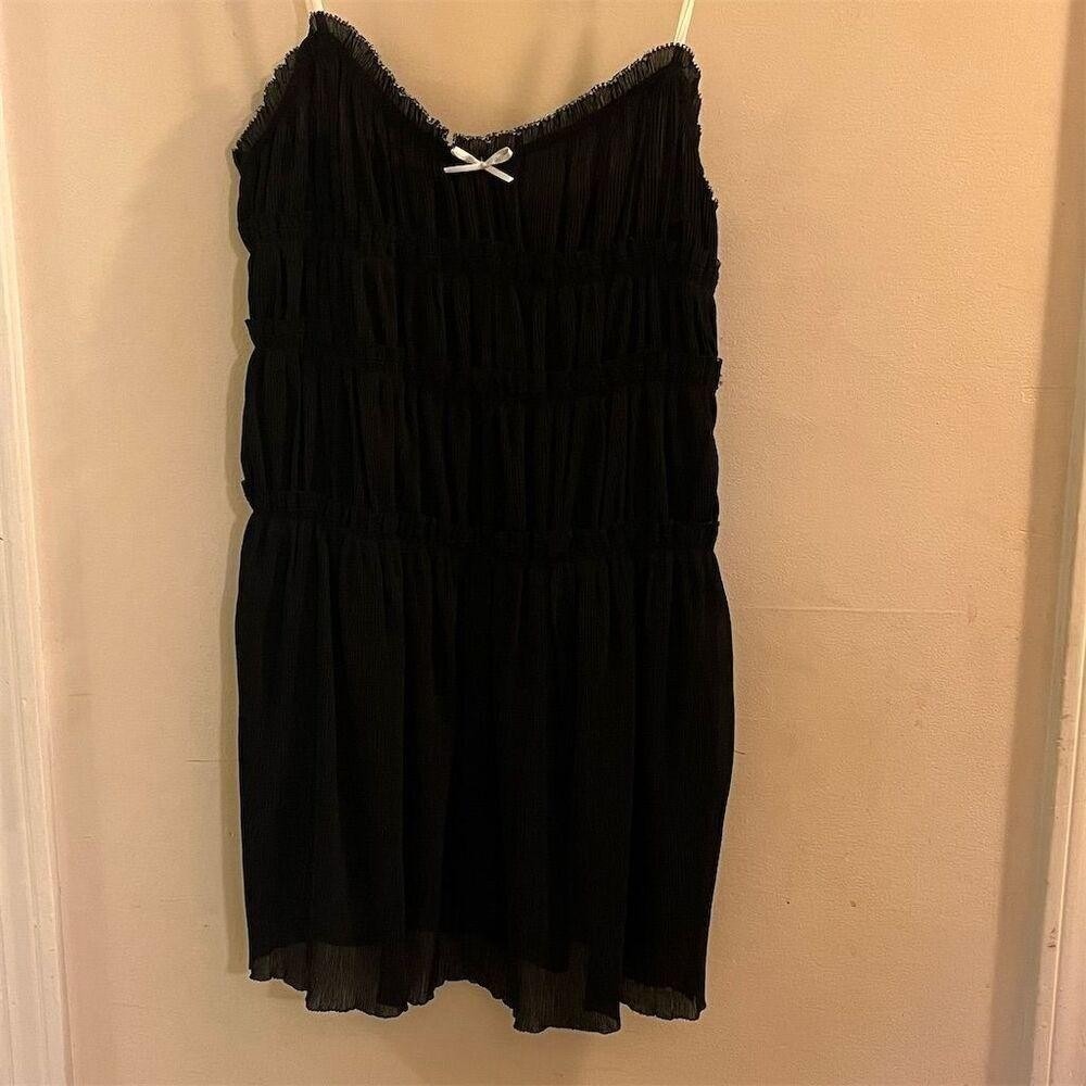 Zara Women's Black Mini Dress with Bow Size L Party‎ Cocktail Romantic Goth NWT - Picture 2 of 11